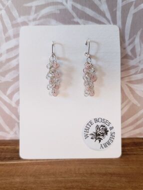 Handmade Pink Cluster Chainmaille Earrings | .925 Sterling Silver Plated